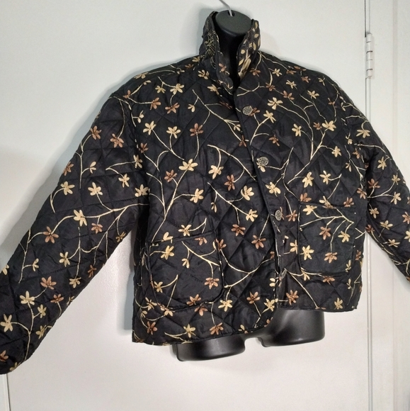 Silk Reversible Flower Print Patchwork Jacket Women's Size Medium - Picture 8 of 13